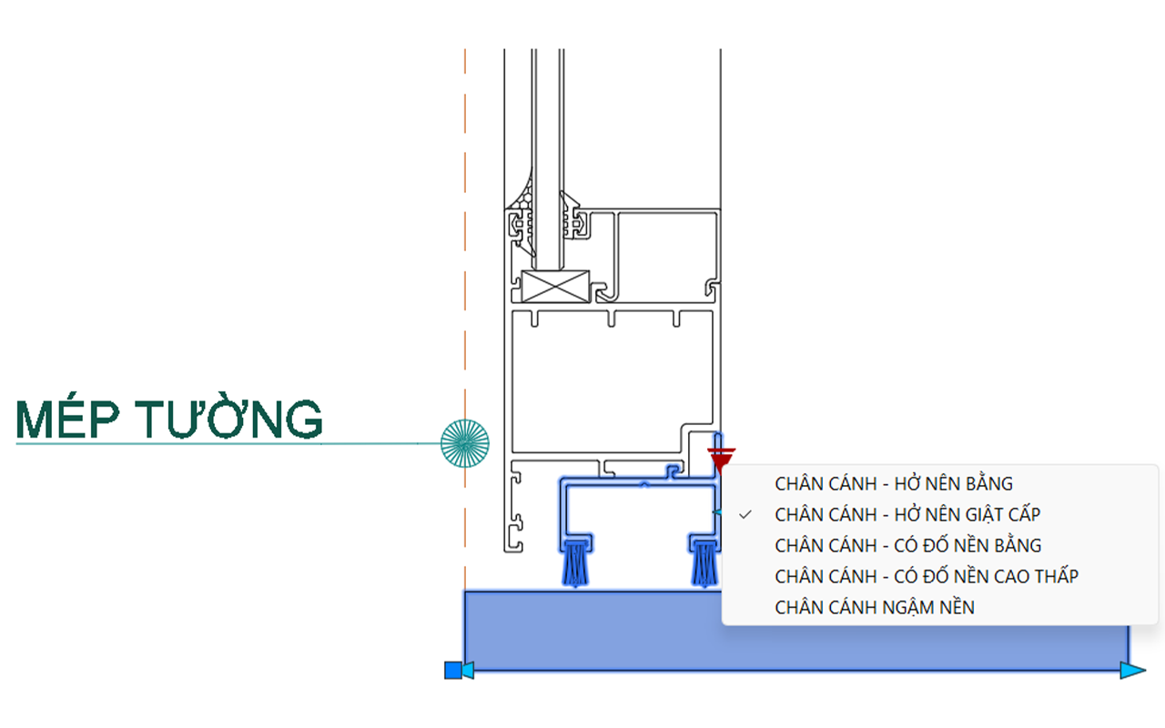 Mặt cắt nhôm xingfa hệ 55 có bản lề
