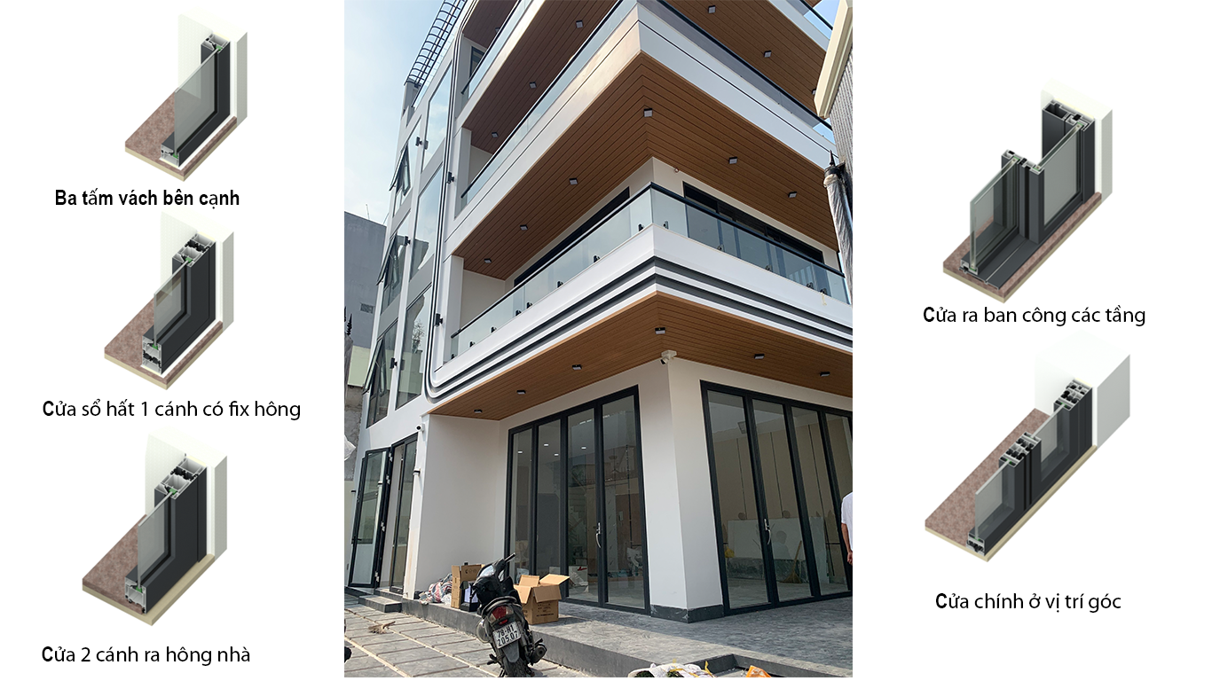 Công trình có sử dụng hệ cửa lùa slim kogen 138 cánh mỏng