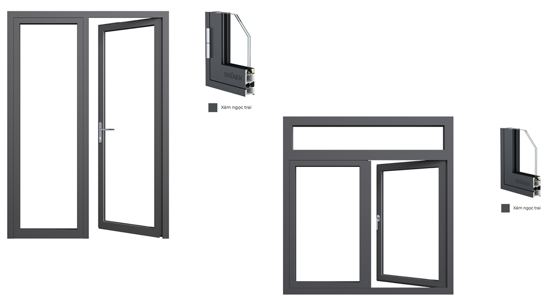 Cửa nhôm Kogen hệ 60